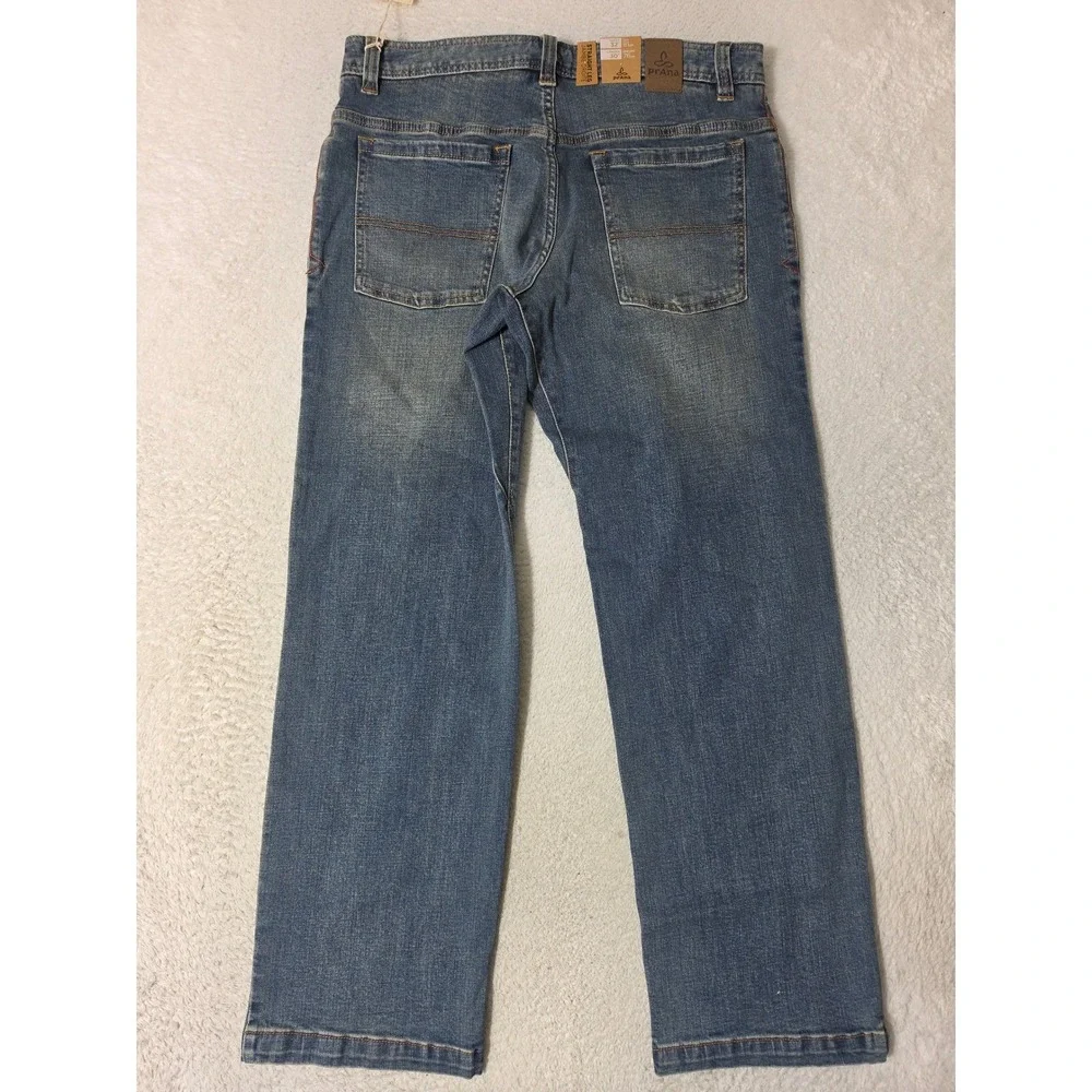 NEW! Prana Axiom Jeans Mens 32/30‎ Antique Stone Wash Stretch Straight Leg Denim